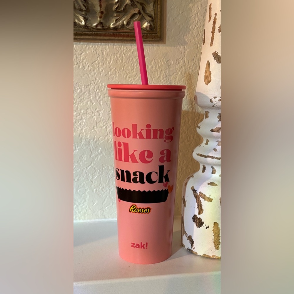 Reese’s Pink Tumbler with Straw “Looking Like A Snack” 😂